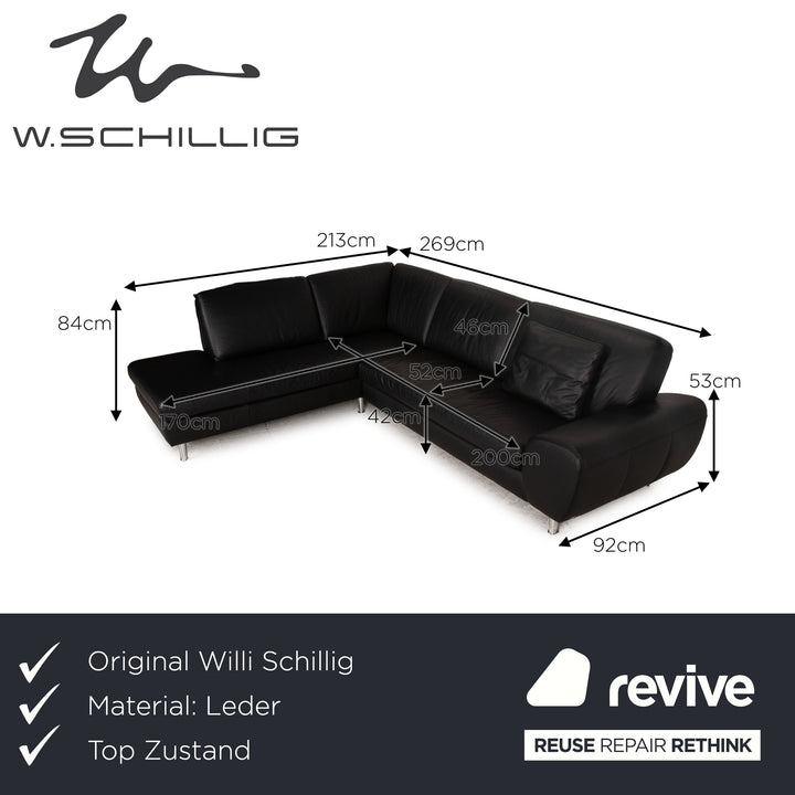 Willi Schillig Leather Corner Sofa Black Sofa Couch