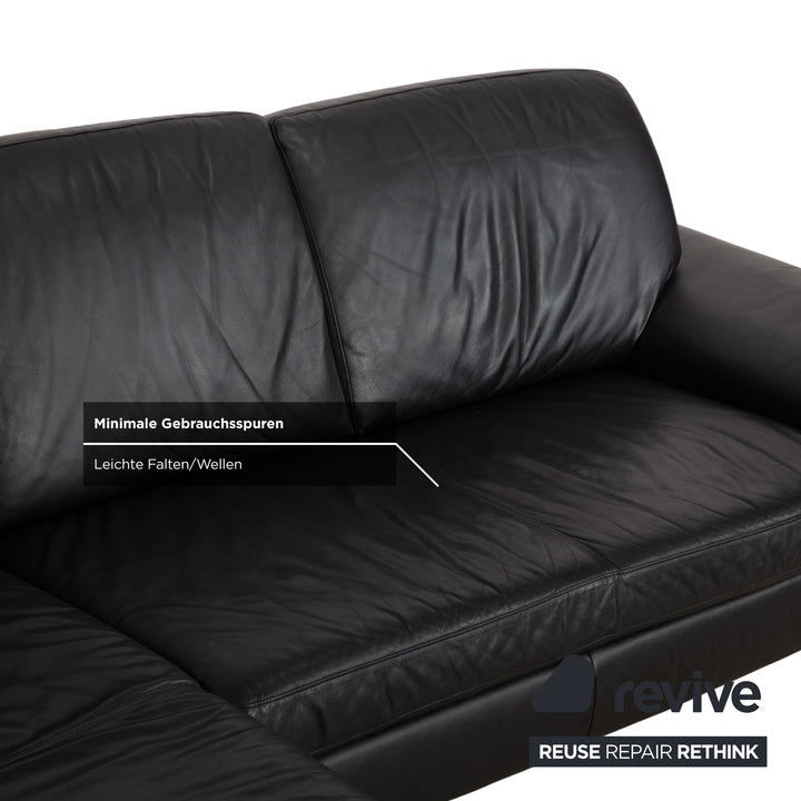 Willi Schillig Canapé d'angle en cuir Noir Canapé Canapé