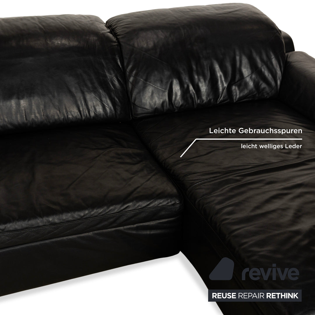 Willi Schillig Leder Ecksofa Sofa Couch Schwarz Recamiere Rechts manuelle Funktion