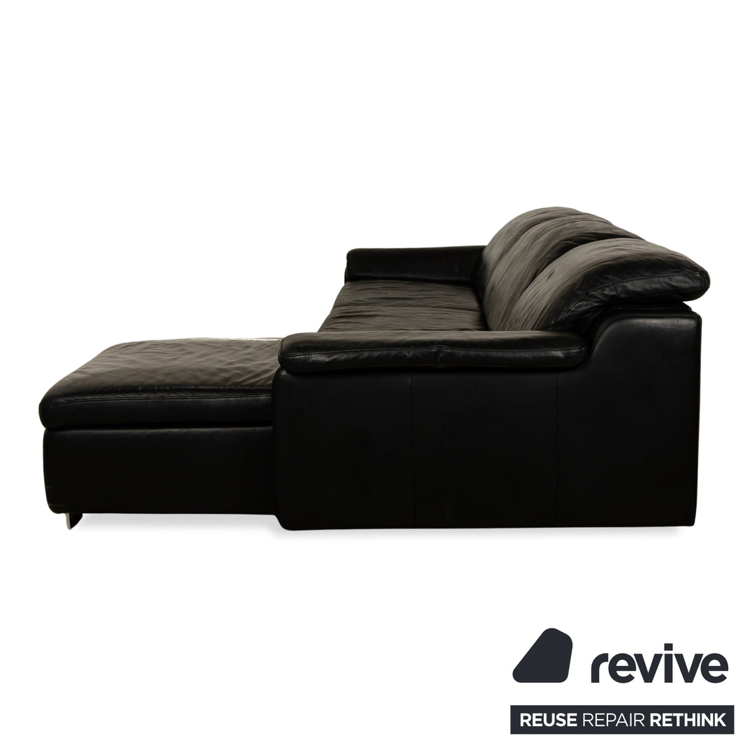 Willi Schillig Leder Ecksofa Sofa Couch Schwarz Recamiere Rechts manuelle Funktion