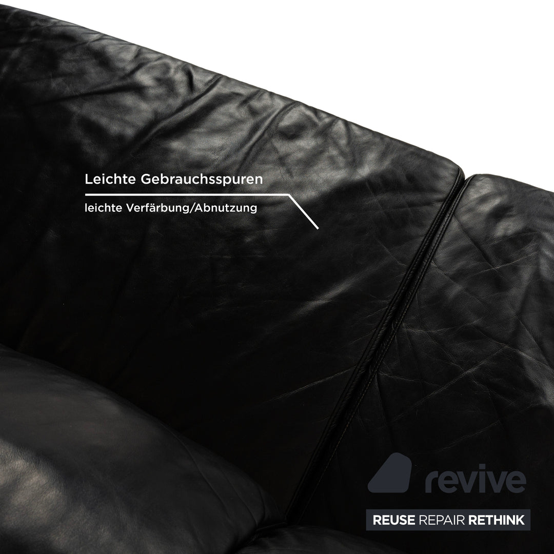 Willi Schillig Leder Ecksofa Sofa Couch Schwarz Recamiere Rechts manuelle Funktion