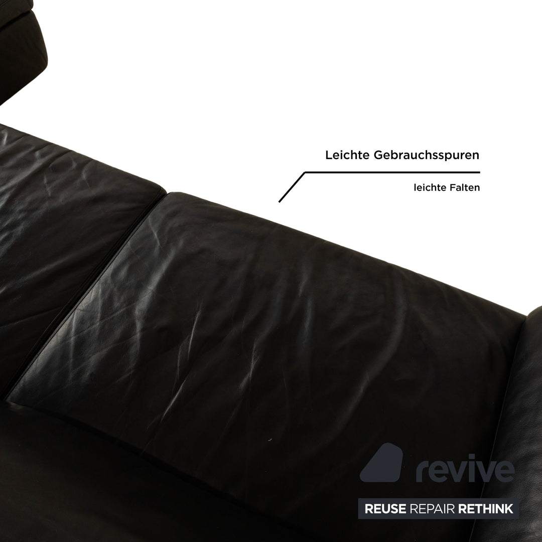 Willi Schillig Leder Ecksofa Sofa Couch Schwarz Recamiere Rechts manuelle Funktion