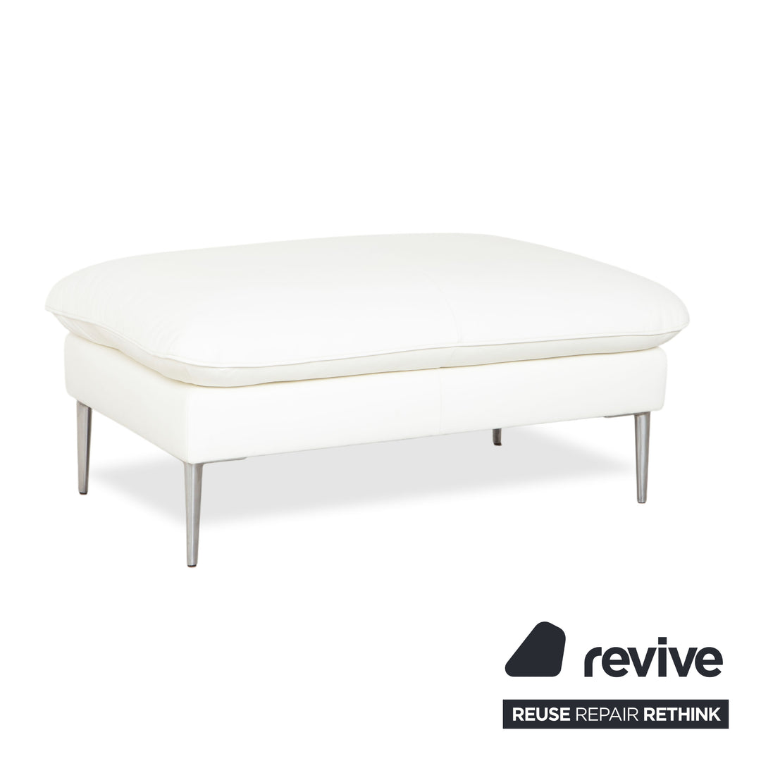 Canapé d'angle en cuir Willi Schillig, blanc, pouf, méridienne à réglage manuel, gauche