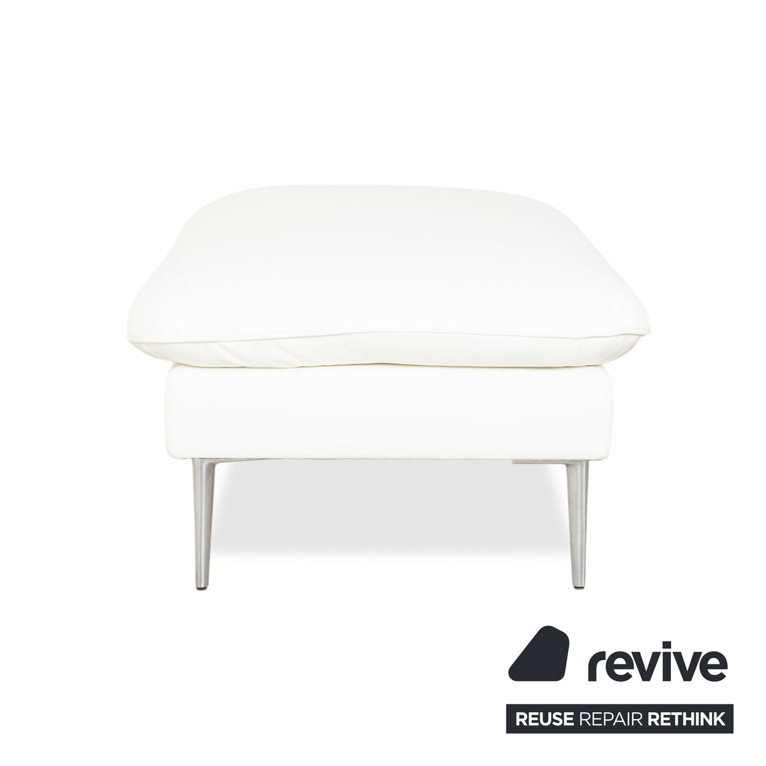 Canapé d'angle en cuir Willi Schillig, blanc, pouf, méridienne à réglage manuel, gauche