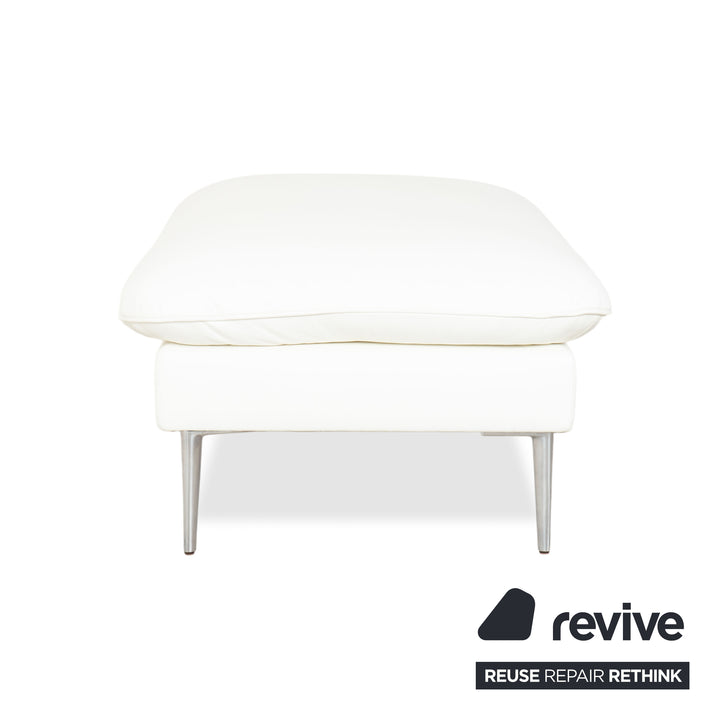 Canapé d'angle en cuir Willi Schillig, blanc, pouf, méridienne à réglage manuel, gauche