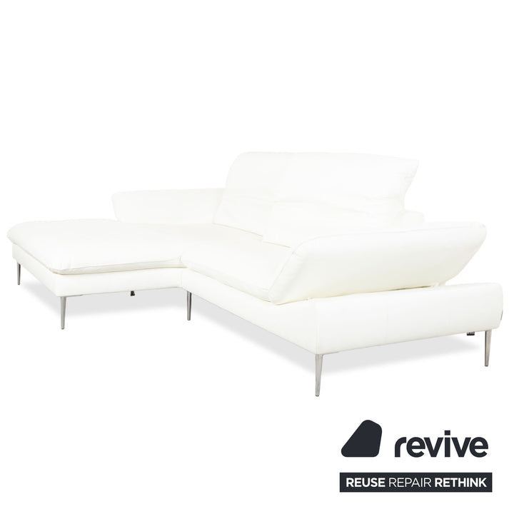 Willi Schillig Leder Ecksofa Weiß Couch manuelle Funktion Recamiere links