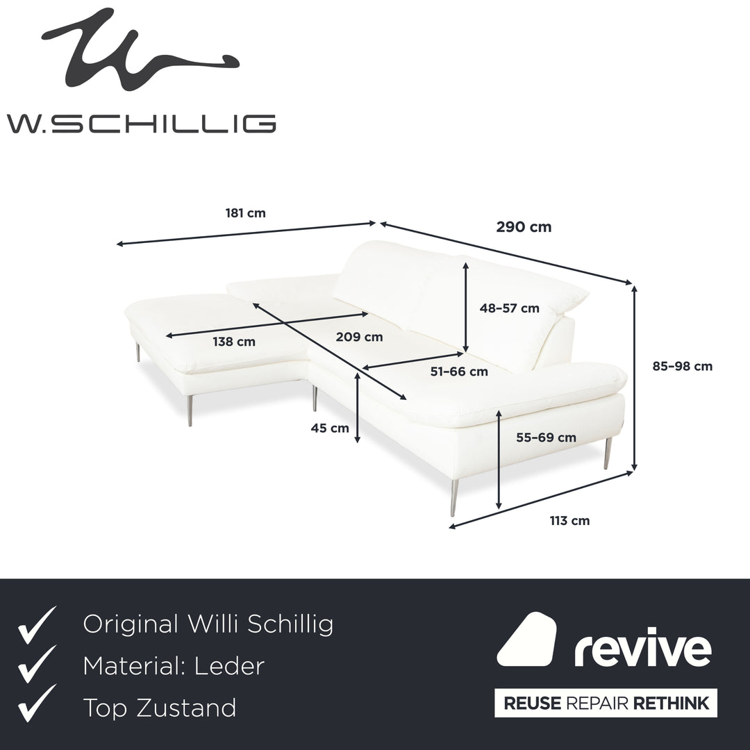 Willi Schillig Leder Ecksofa Weiß Couch manuelle Funktion Recamiere links