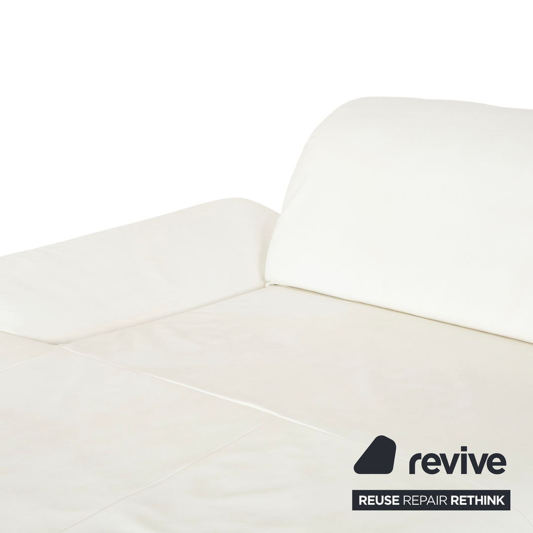 Canapé d'angle en cuir blanc Willi Schillig, méridienne à réglage manuel, côté gauche