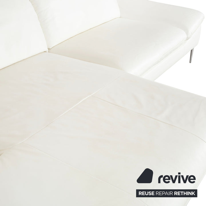 Willi Schillig Leder Ecksofa Weiß Couch manuelle Funktion Recamiere links