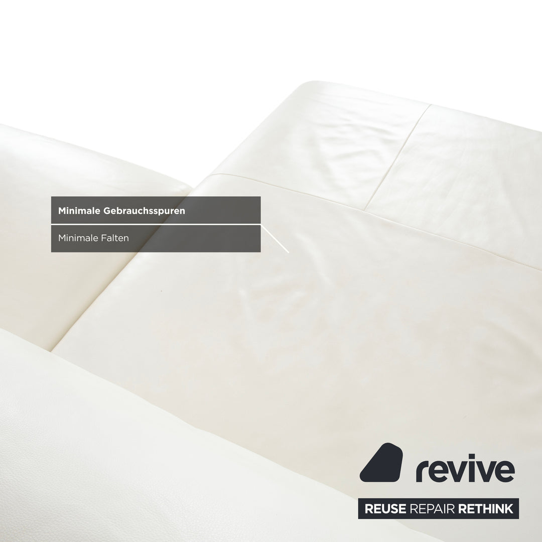 Canapé d'angle en cuir blanc Willi Schillig, méridienne à réglage manuel, côté gauche