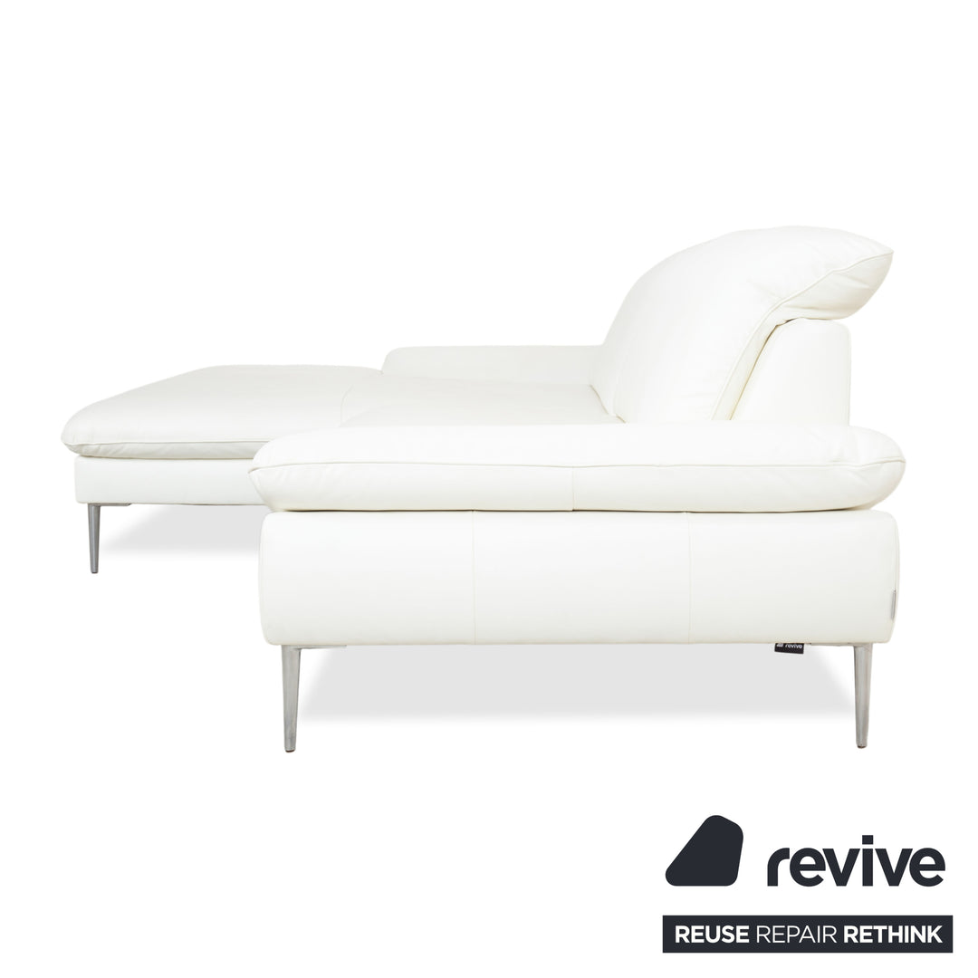 Willi Schillig Leder Ecksofa Weiß Couch manuelle Funktion Recamiere links