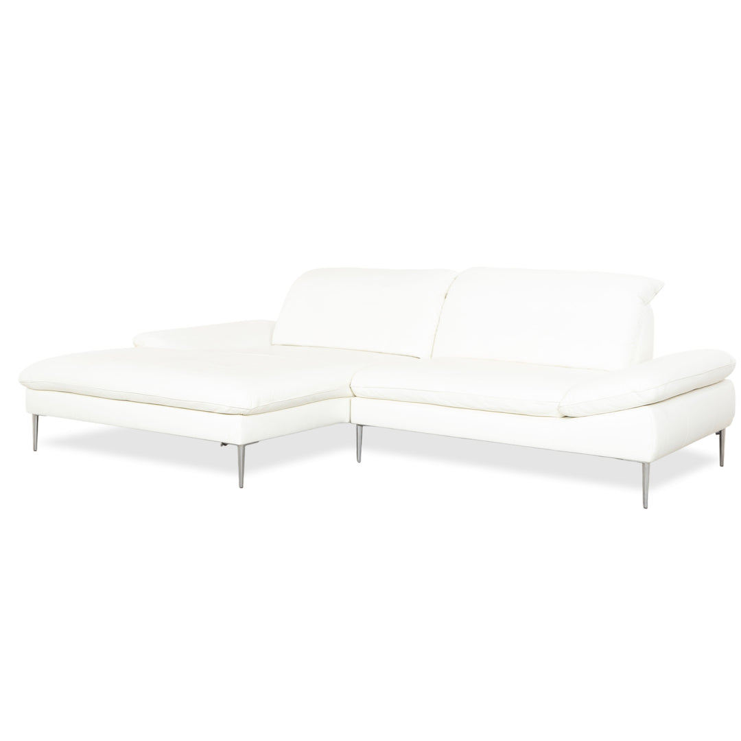 Canapé d'angle en cuir blanc Willi Schillig, méridienne à réglage manuel, côté gauche
