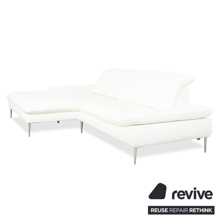 Willi Schillig Leder Ecksofa Weiß Couch manuelle Funktion Recamiere links