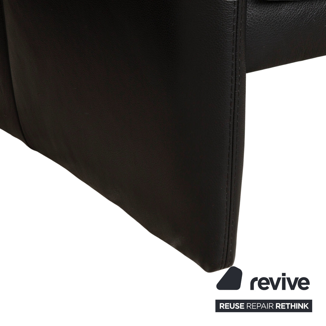 Willi Schillig Leder Garnitur Dreisitzer und Zweisitzer Schwarz Sofa Couch