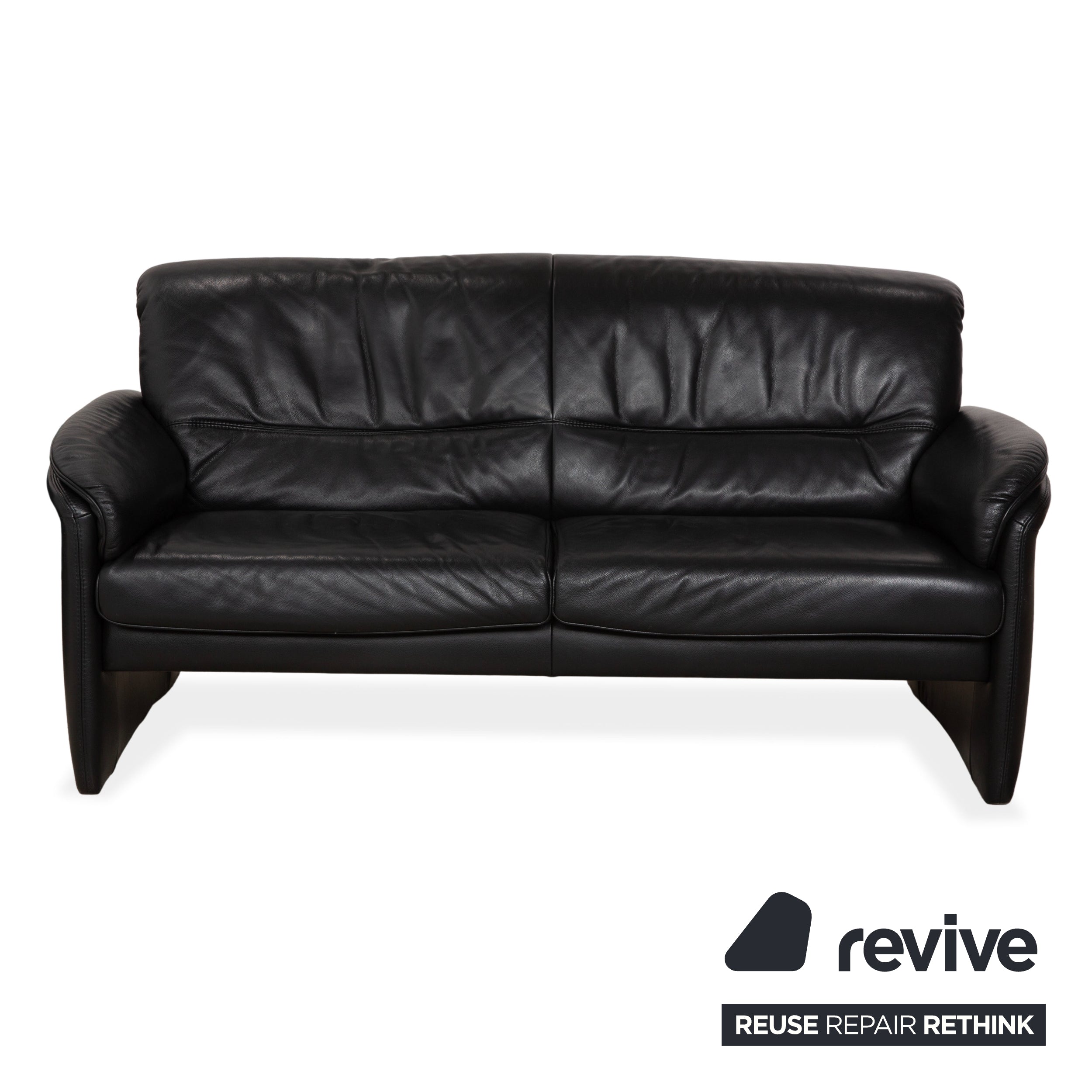 Willi Schillig Leder Garnitur Dreisitzer und Zweisitzer Schwarz Sofa Couch