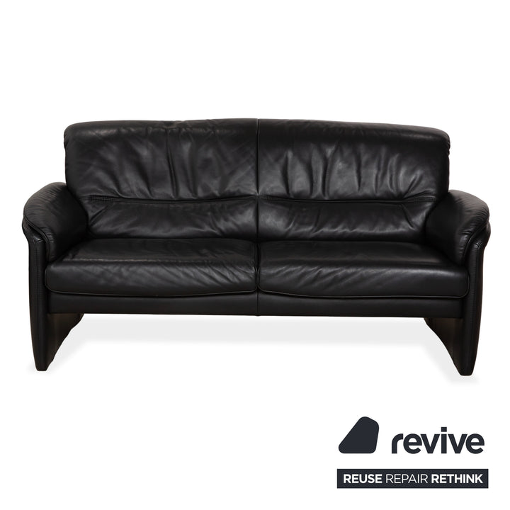 Willi Schillig Leder Garnitur Dreisitzer und Zweisitzer Schwarz Sofa Couch