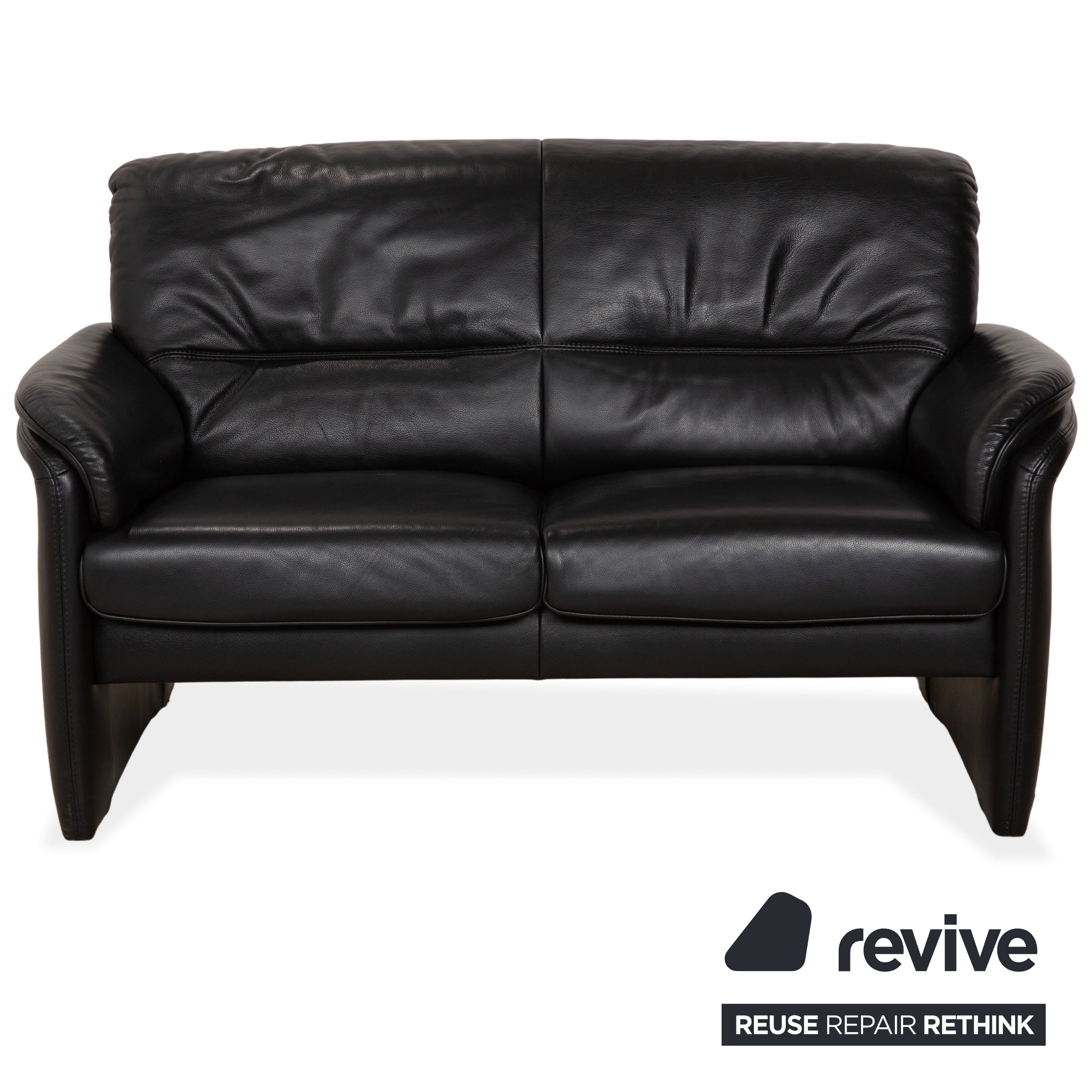 Willi Schillig Leder Garnitur Dreisitzer und Zweisitzer Schwarz Sofa Couch