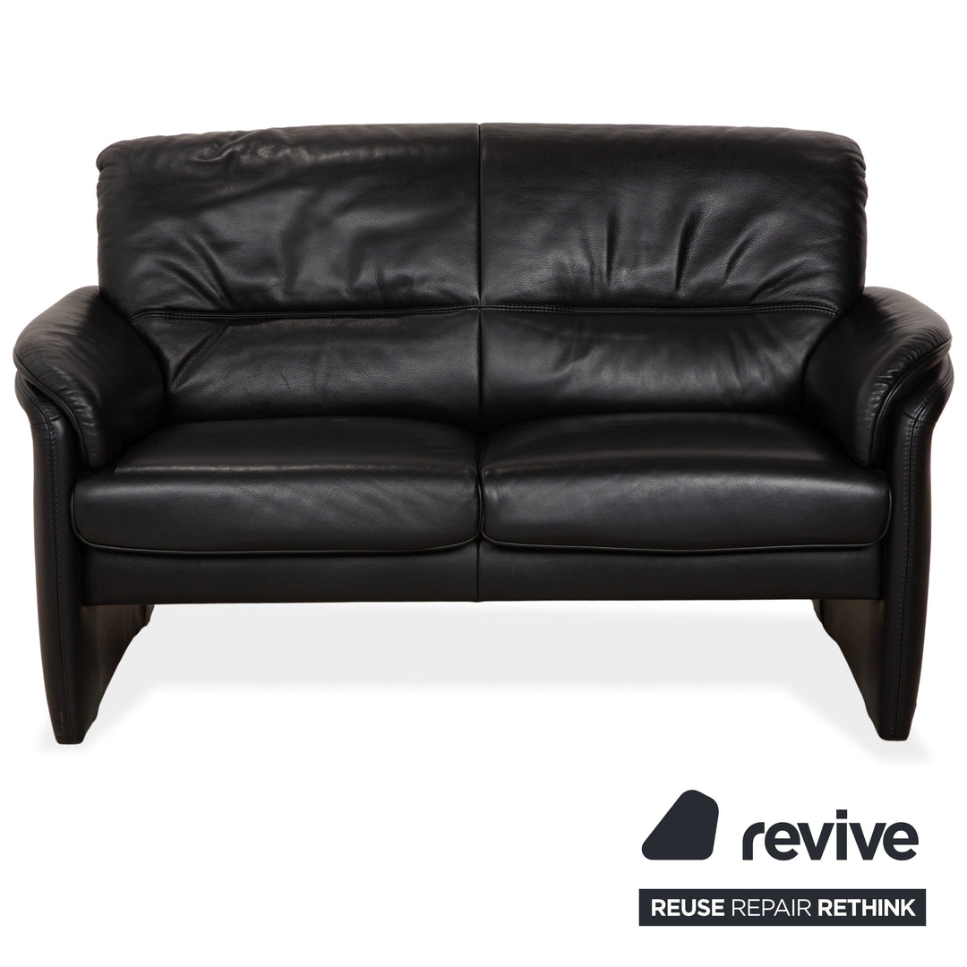 Willi Schillig Leder Garnitur Dreisitzer und Zweisitzer Schwarz Sofa Couch