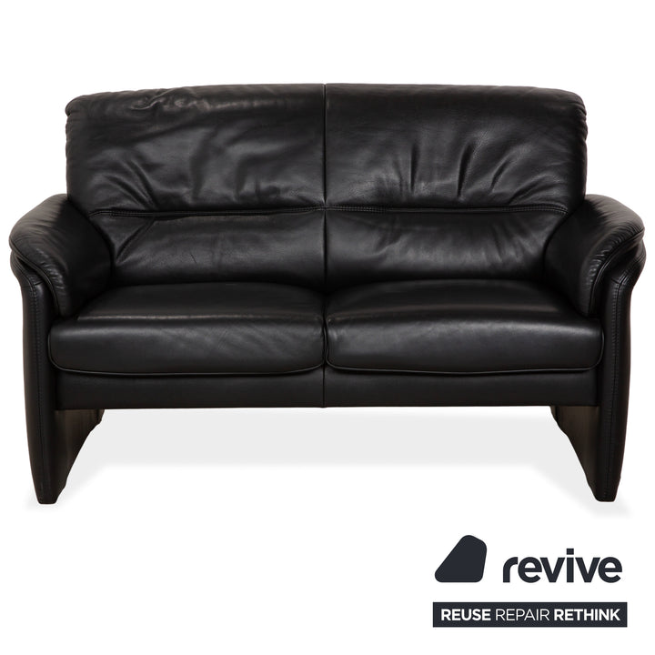 Willi Schillig Leder Garnitur Dreisitzer und Zweisitzer Schwarz Sofa Couch