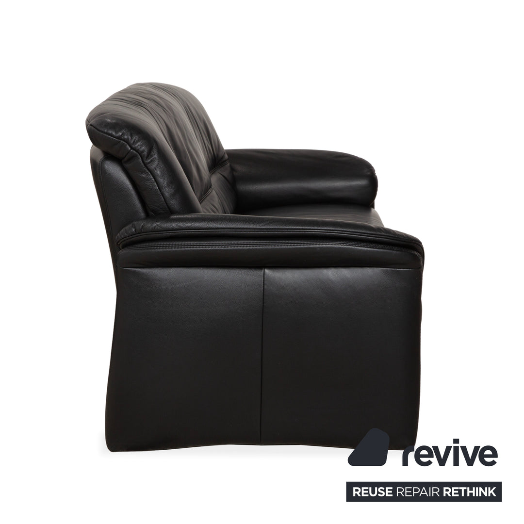 Willi Schillig Leder Garnitur Dreisitzer und Zweisitzer Schwarz Sofa Couch