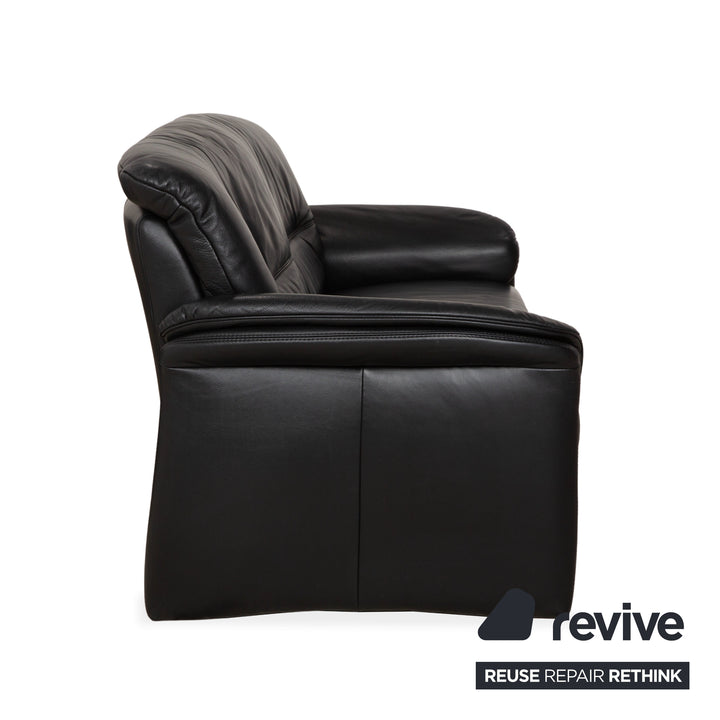 Willi Schillig Leder Garnitur Dreisitzer und Zweisitzer Schwarz Sofa Couch