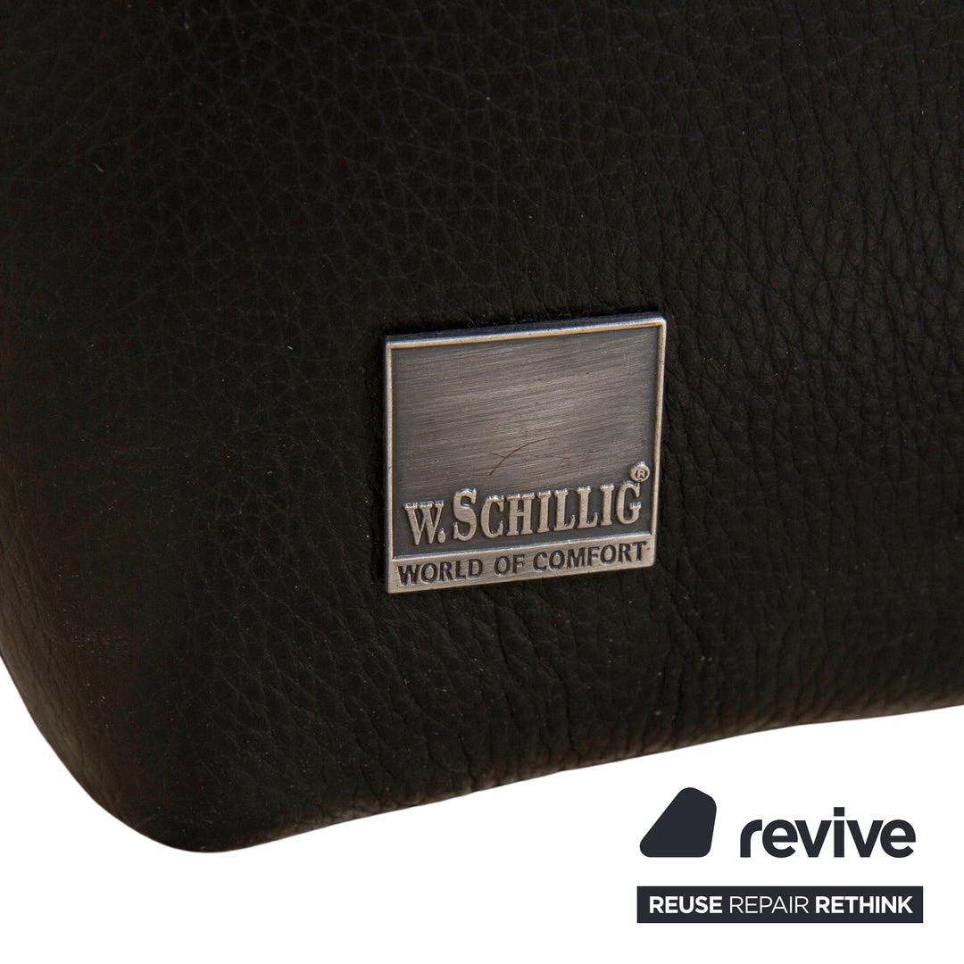 Willi Schillig Leder Garnitur Dreisitzer und Zweisitzer Schwarz Sofa Couch