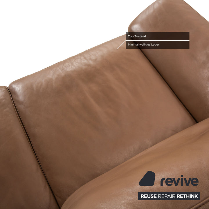 Willi Schillig Leder Garnitur Dreisitzer & Zweisitzer Braun Taupe Sofa Couch manuelle Funktion