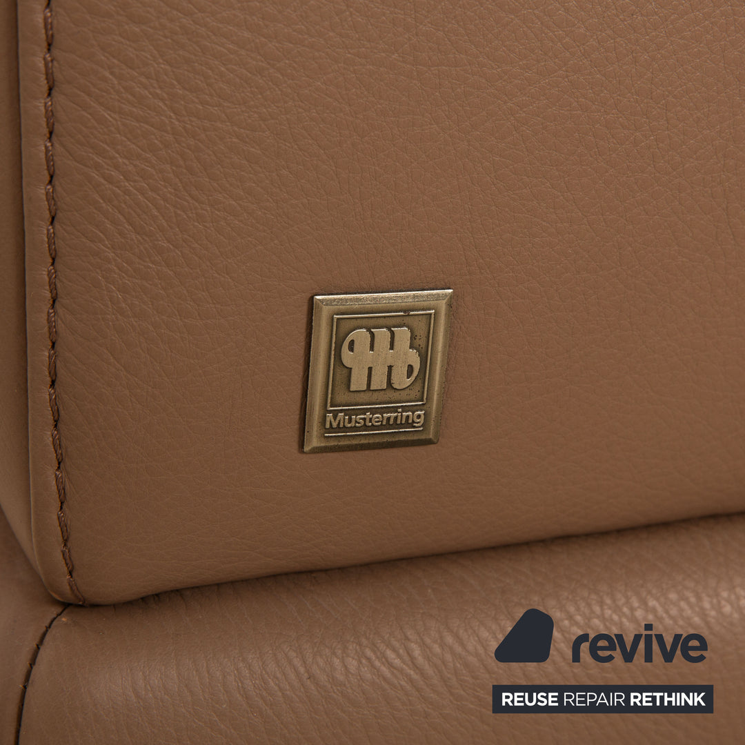 Willi Schillig Leder Garnitur Dreisitzer & Zweisitzer Braun Taupe Sofa Couch manuelle Funktion