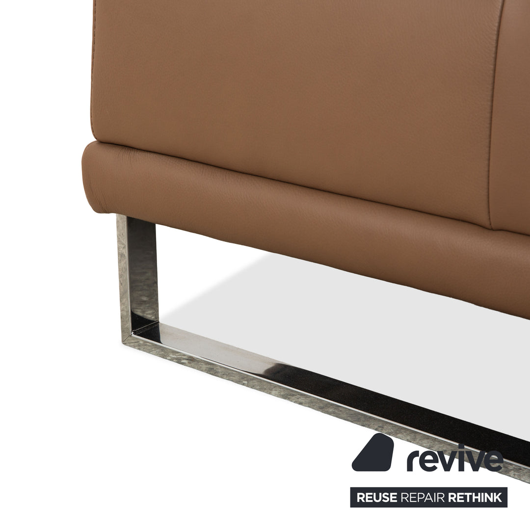 Willi Schillig Leder Garnitur Dreisitzer & Zweisitzer Braun Taupe Sofa Couch manuelle Funktion