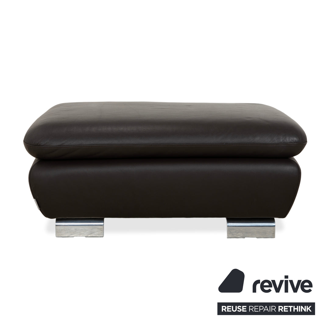 Willi Schillig Leather Stool Brown Dark Brown