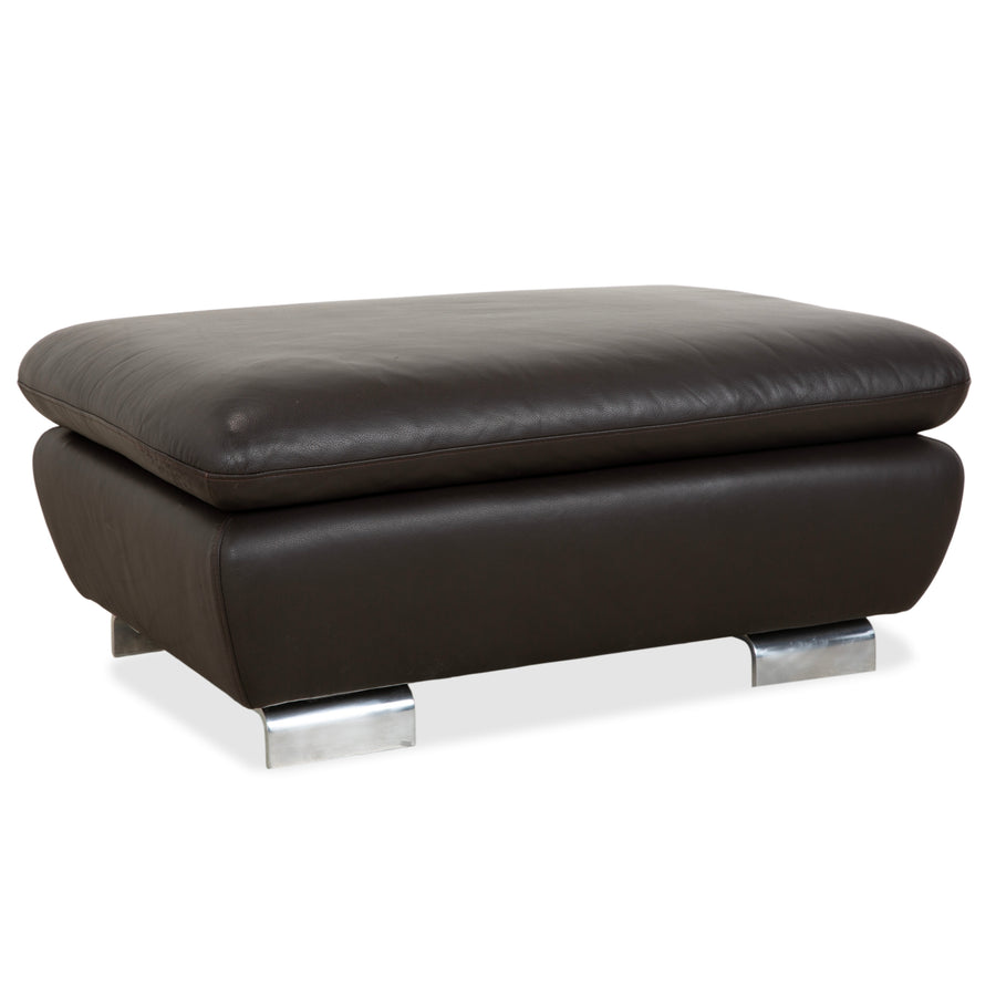 Willi Schillig Leather Stool Brown Dark Brown