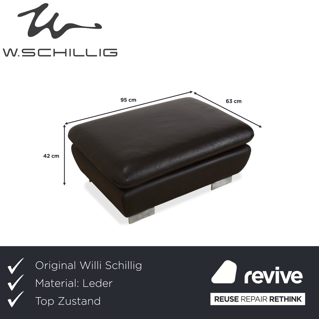 Willi Schillig Leather Stool Brown Dark Brown