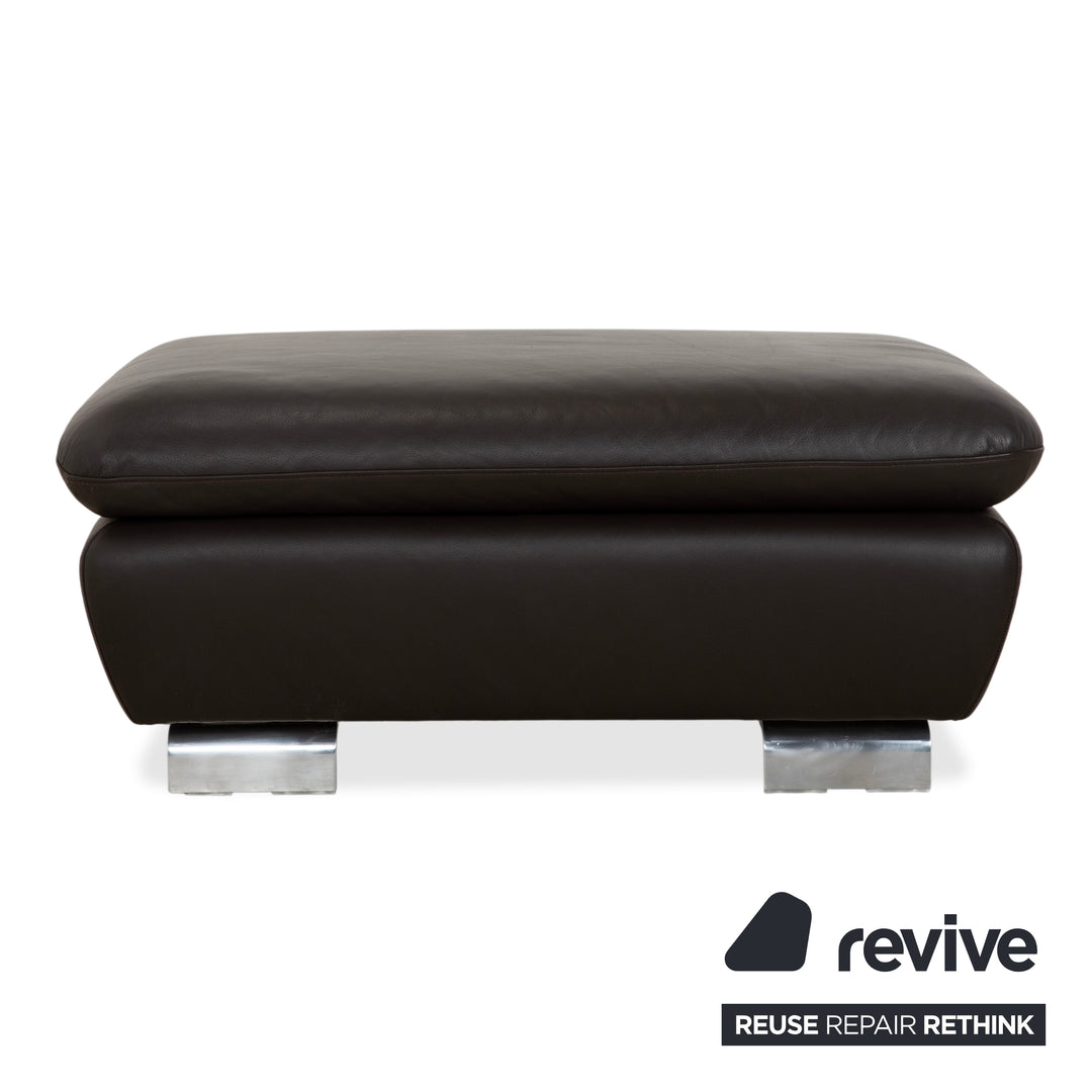 Willi Schillig Leather Stool Brown Dark Brown