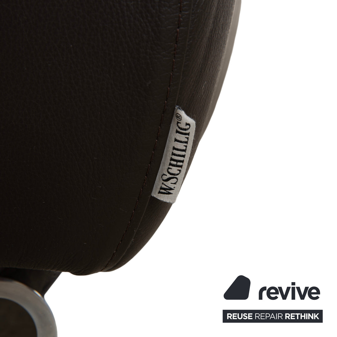 Willi Schillig Leather Stool Brown Dark Brown