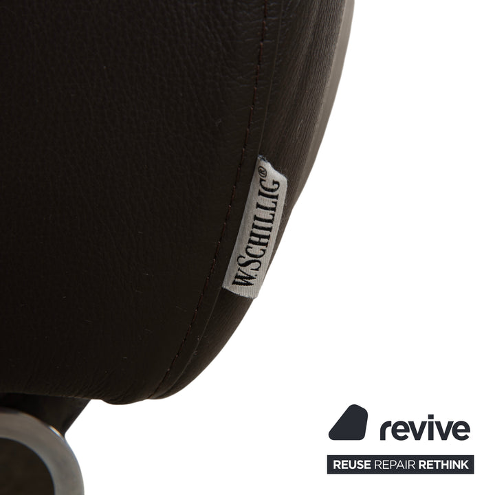 Willi Schillig Leather Stool Brown Dark Brown