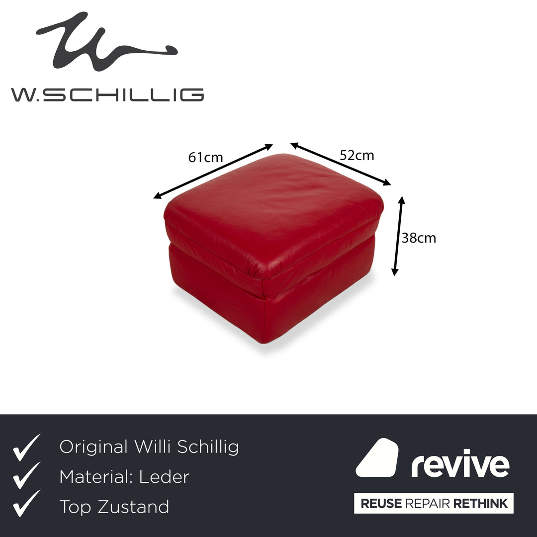 Willi Schillig tabouret en cuir rouge