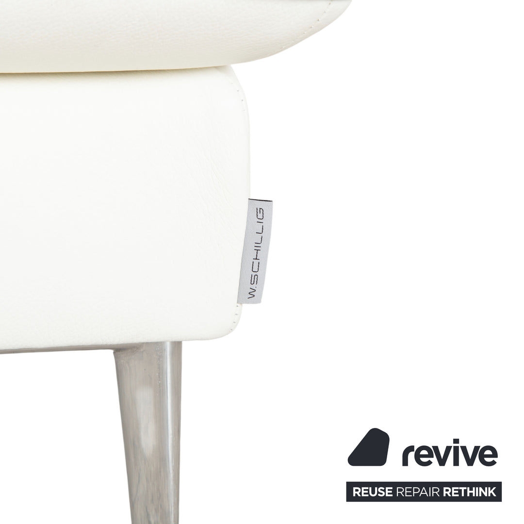 Willi Schillig Tabouret en Cuir Blanc