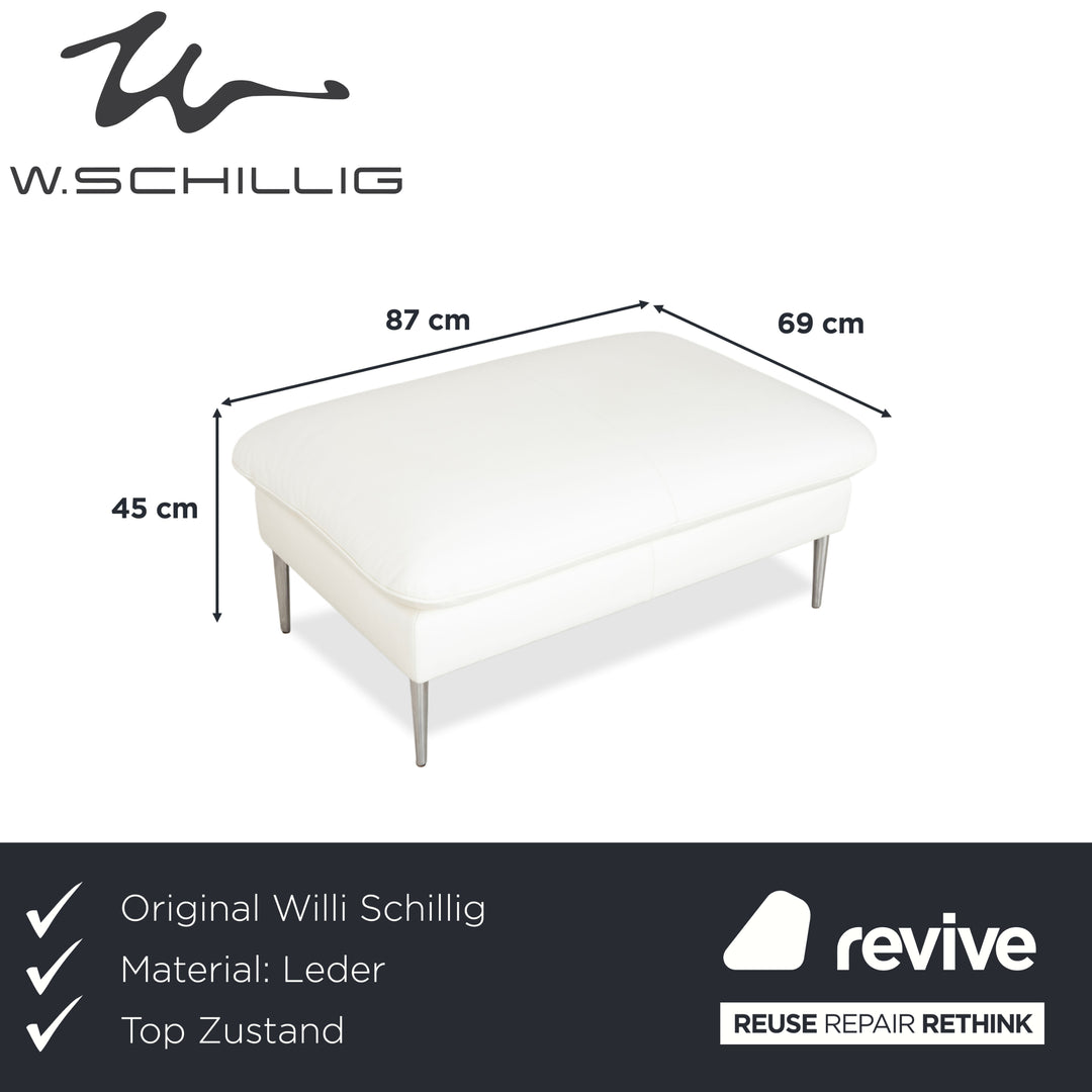 Willi Schillig Tabouret en Cuir Blanc