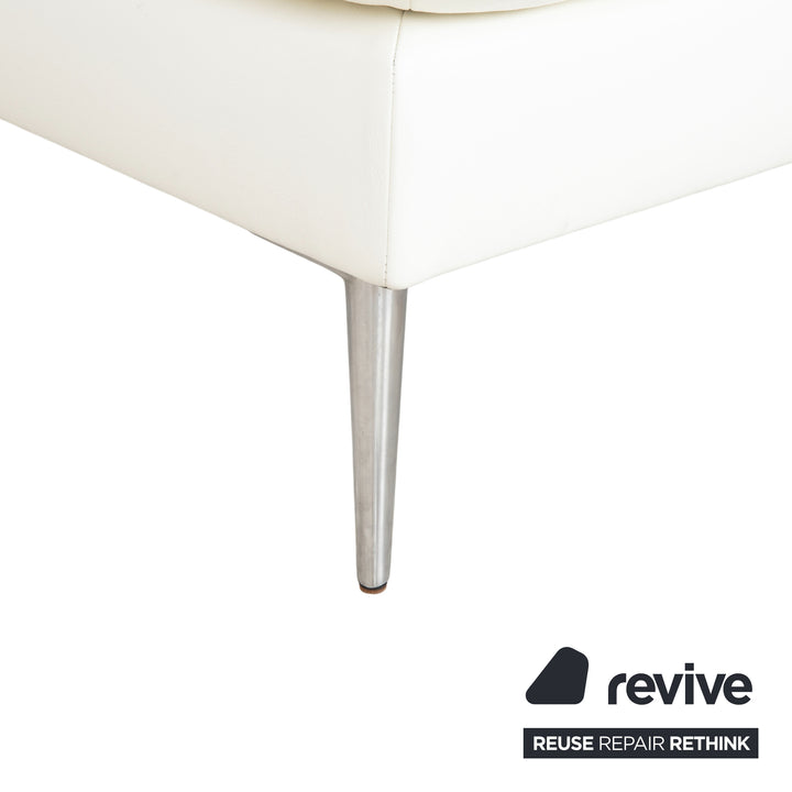 Willi Schillig Tabouret en Cuir Blanc