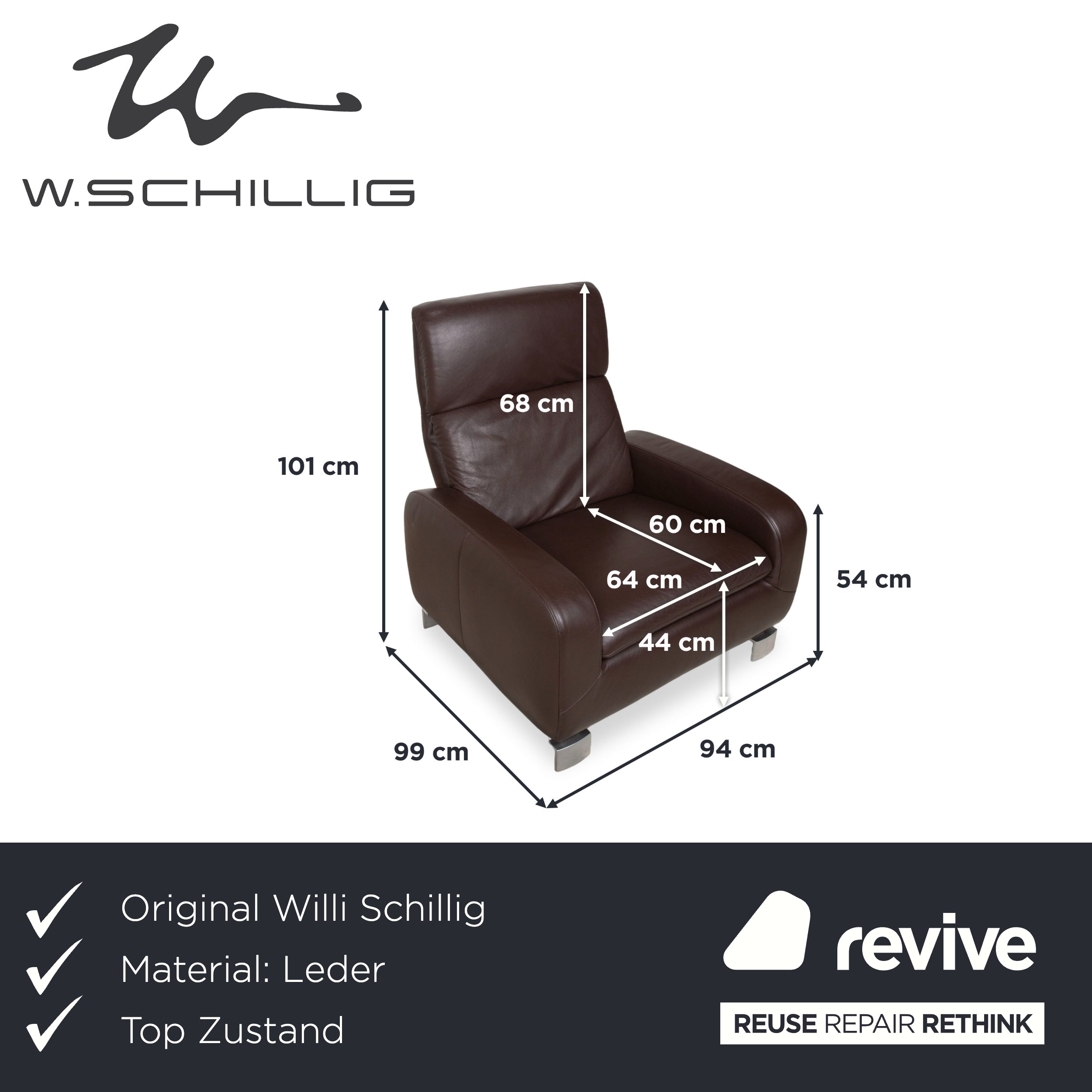 Willi Schillig fauteuil en cuir marron