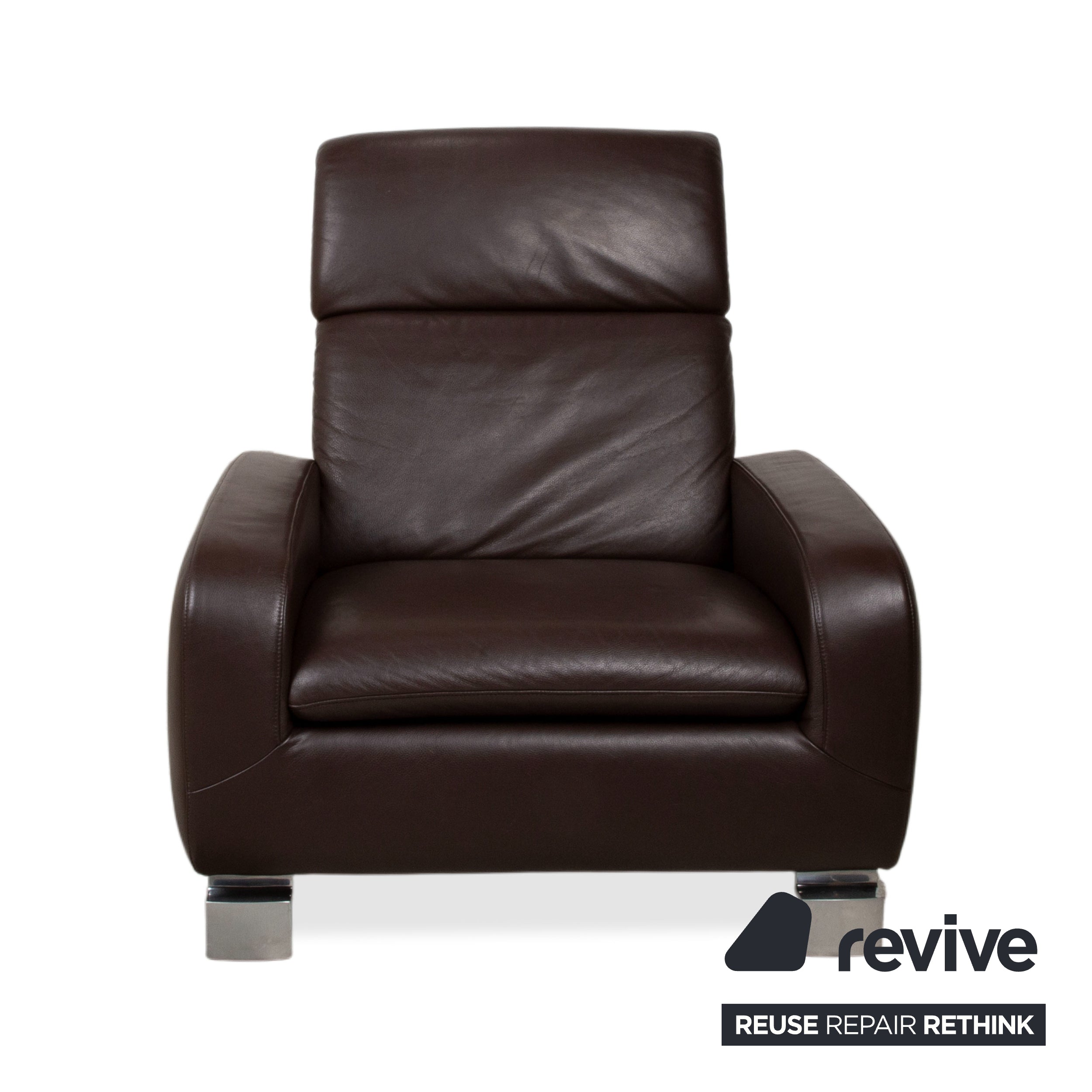 Willi Schillig fauteuil en cuir marron