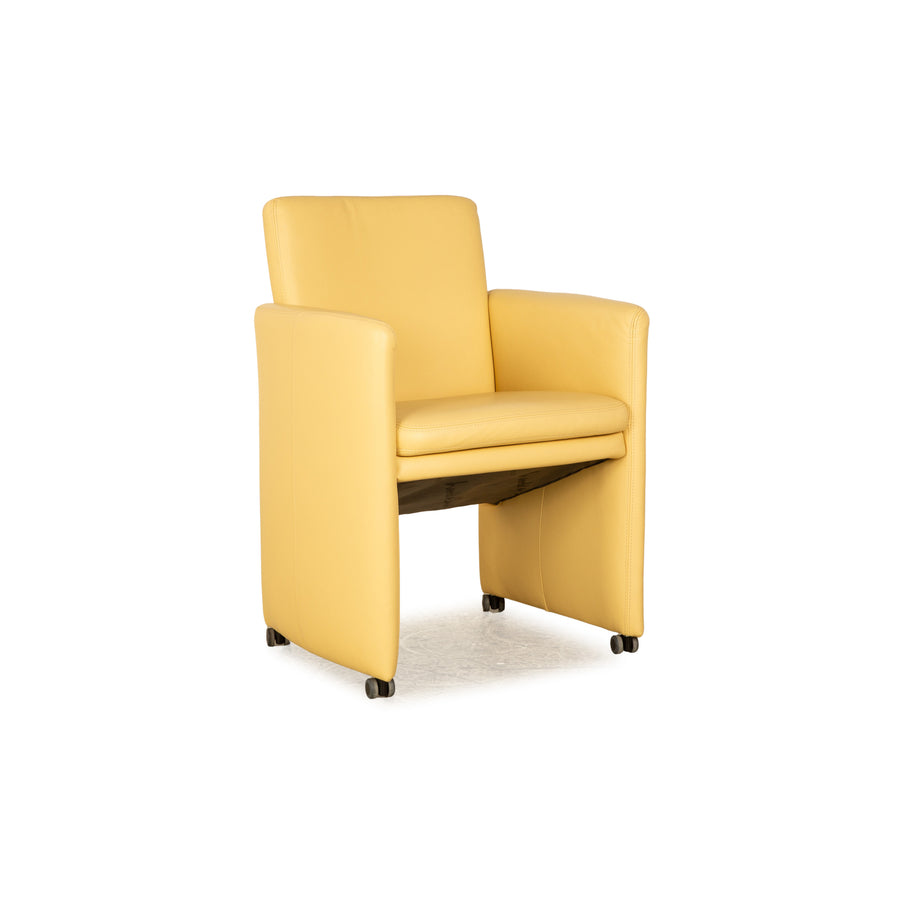Willi Schillig leather armchair cocktail chair beige yellow