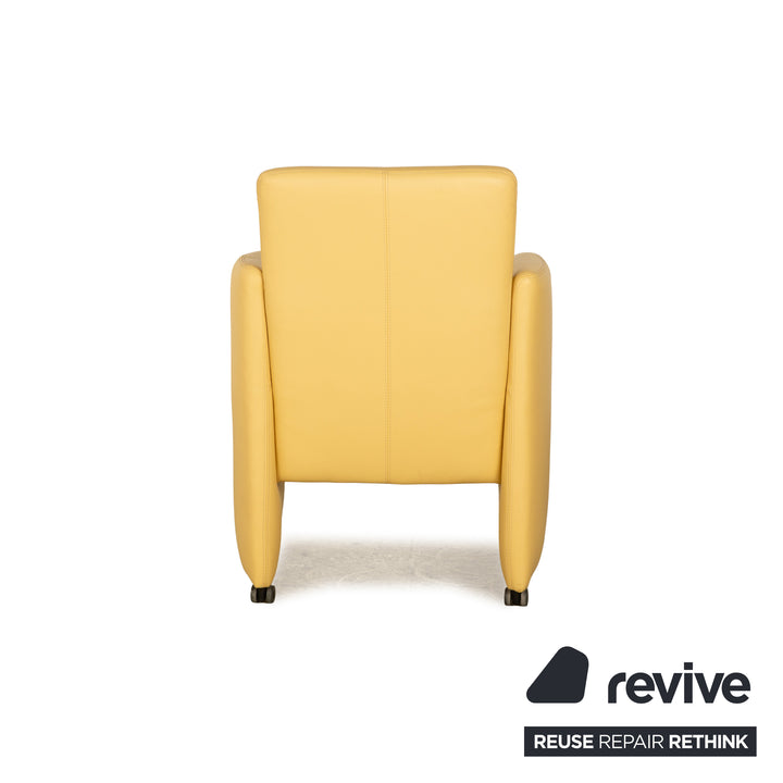 Willi Schillig leather armchair cocktail chair beige yellow