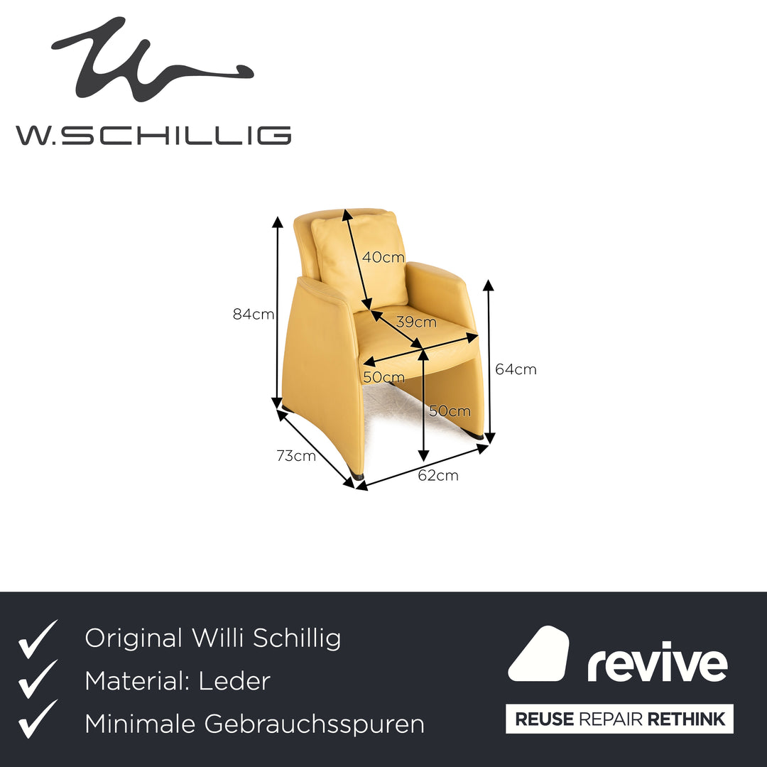 Willi Schillig fauteuil cocktail en cuir jaune crème