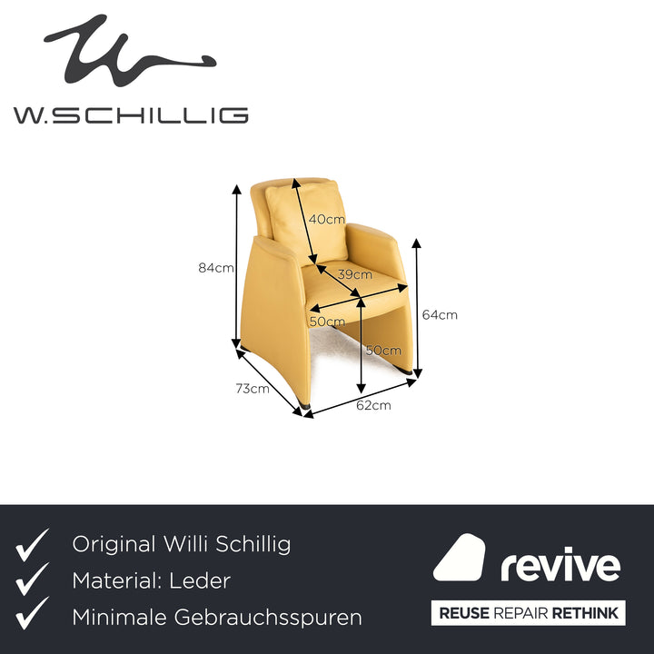 Willi Schillig fauteuil cocktail en cuir jaune crème