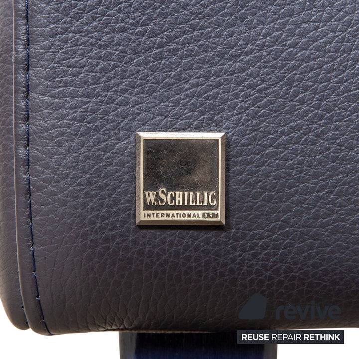 Willi Schillig Leather Armchair Dark Blue Navy Blue