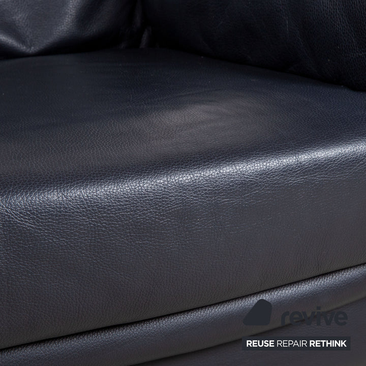 Willi Schillig Leather Armchair Dark Blue Navy Blue