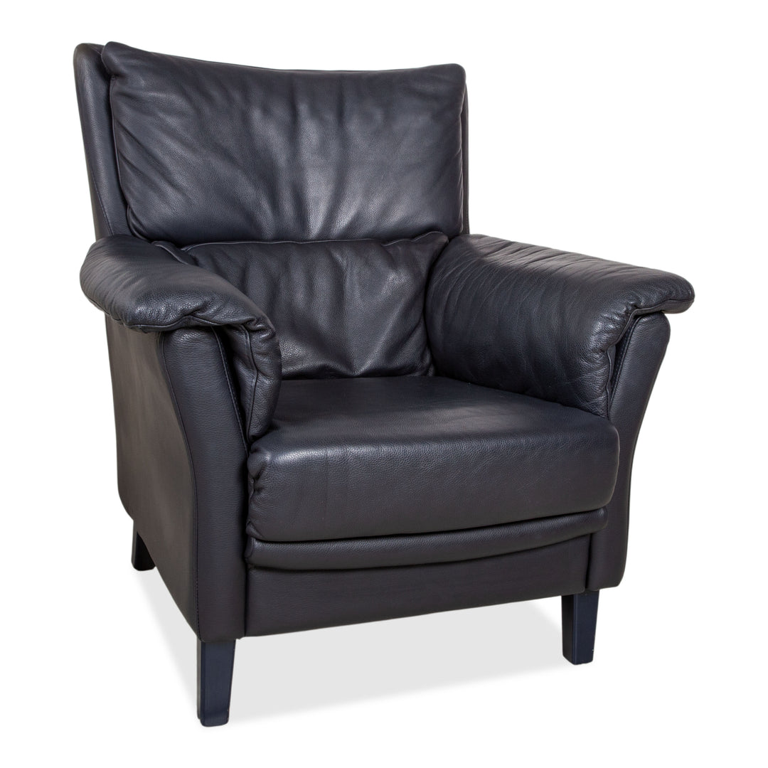 Willi Schillig Leather Armchair Dark Blue Navy Blue