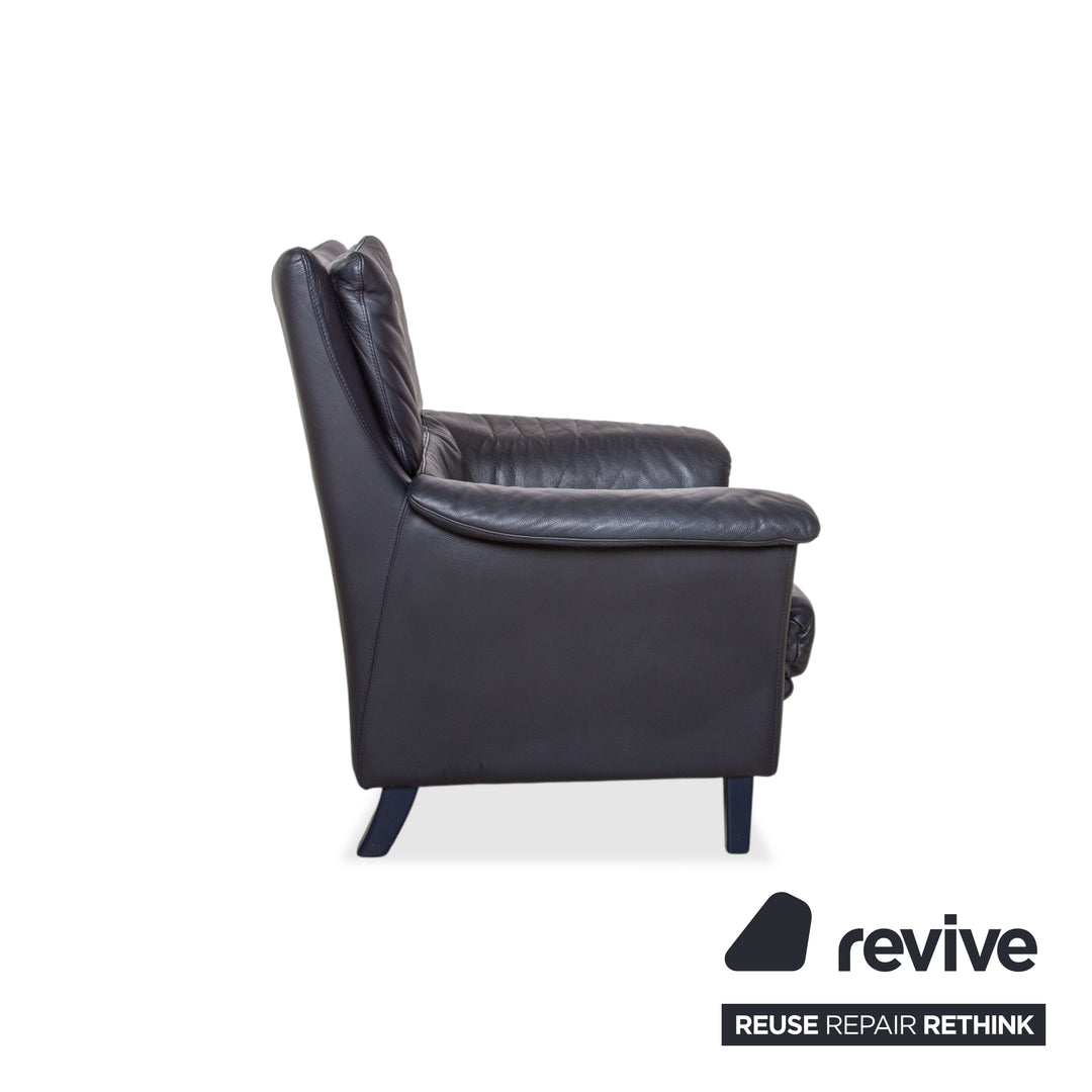 Willi Schillig Leather Armchair Dark Blue Navy Blue