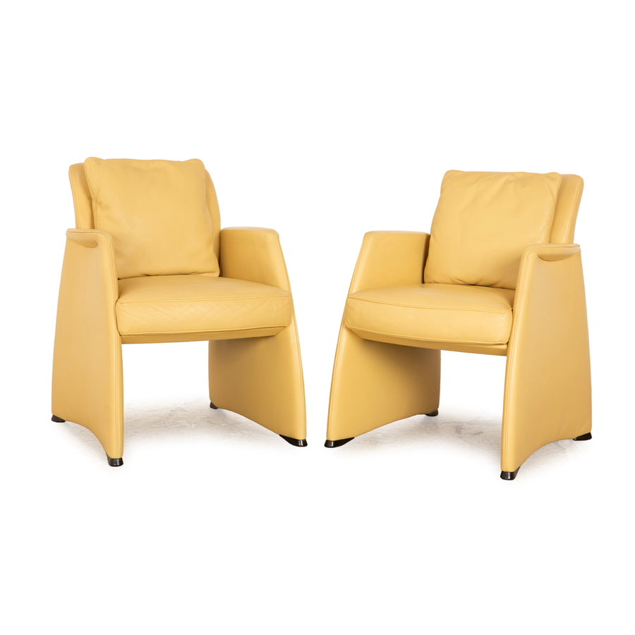 Willi Schillig leather armchair set cream yellow cocktail armchair 2x armchairs